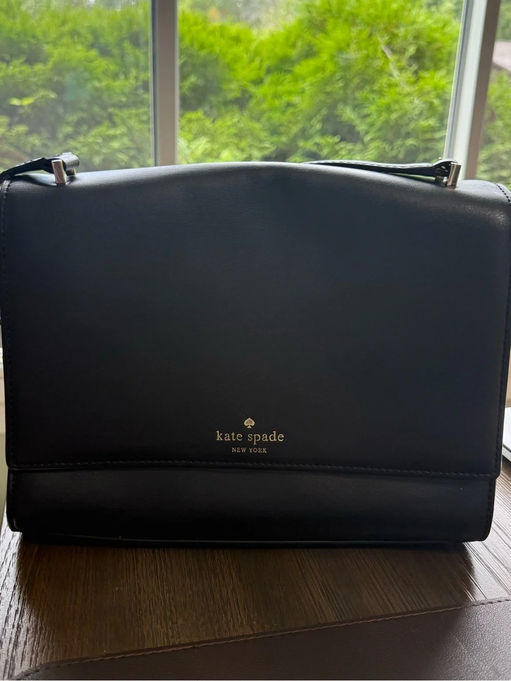 kate spade Black Shoulder Bag with Gold Logo and Beige Sides